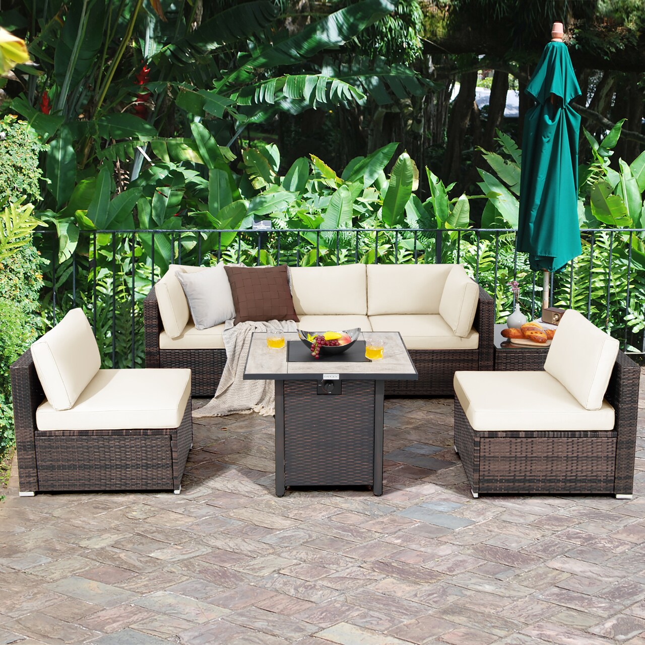 Fire pit rattan furniture hotsell